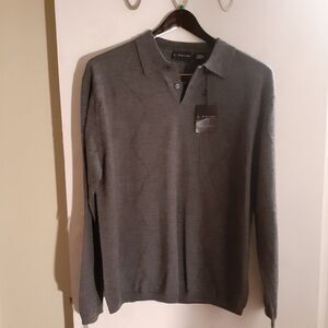 J. Ferrar Sweater Men's L gray quality merino wool new